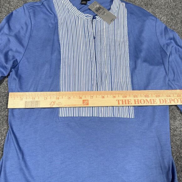 NWT Ann Taylor Jersey Knit Blue Striped Cotton Bib Long Sleeved Top XSP Petite - Picture 10 of 10